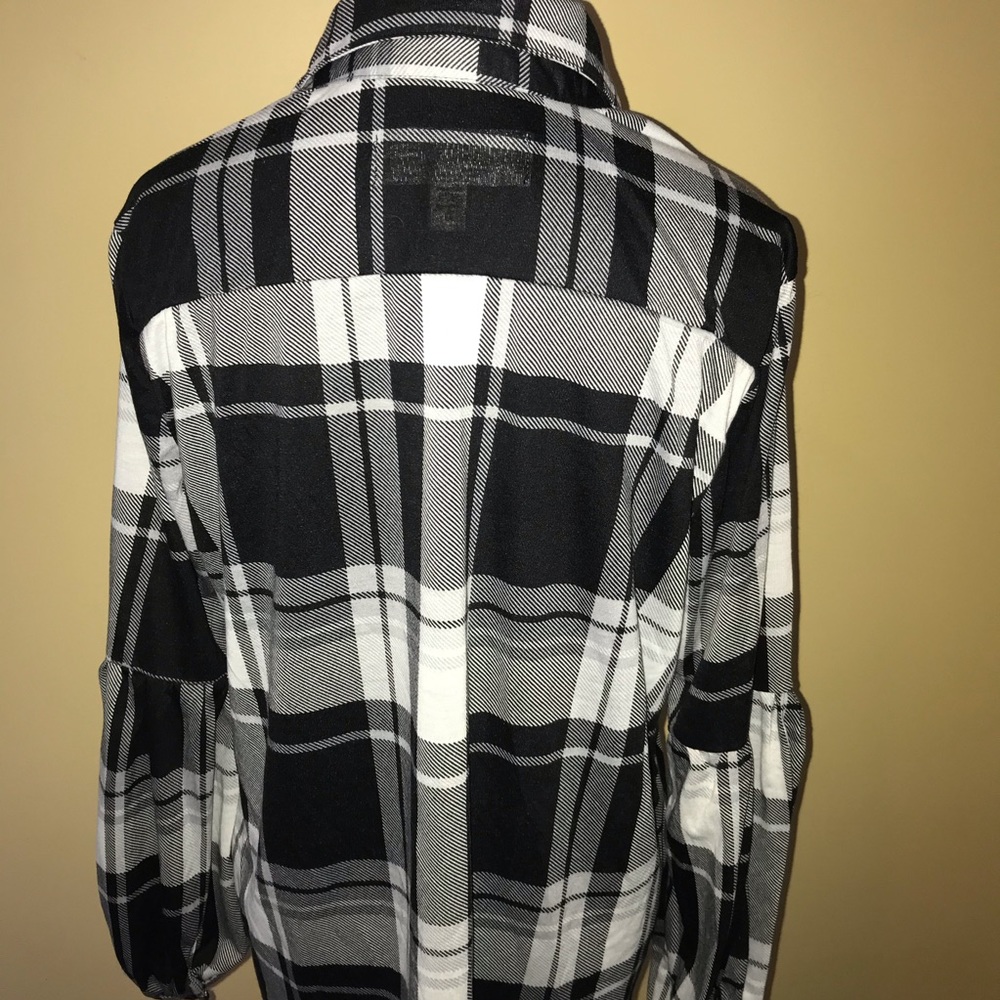 French Laundry Black Plaid Tie Shirt Size Large - Picture 4 of 8